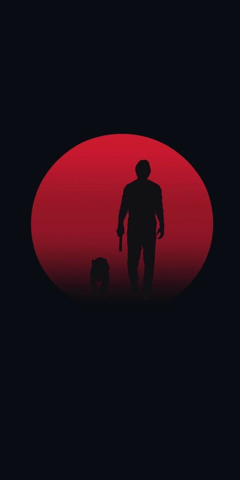 John Wick with his dog silhouette wallpaper 4k