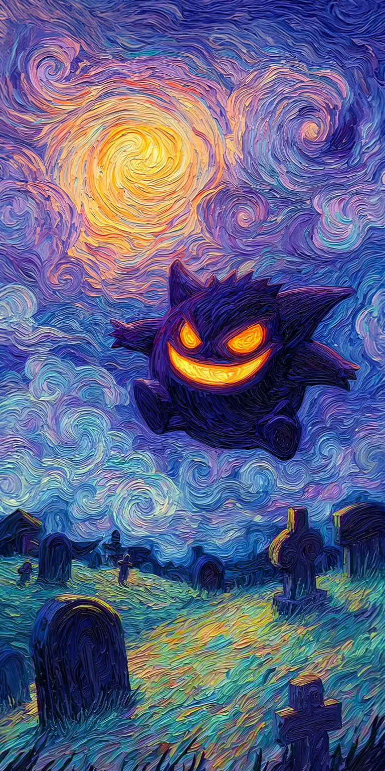 Gengar AI wallpaper iPhone 4K