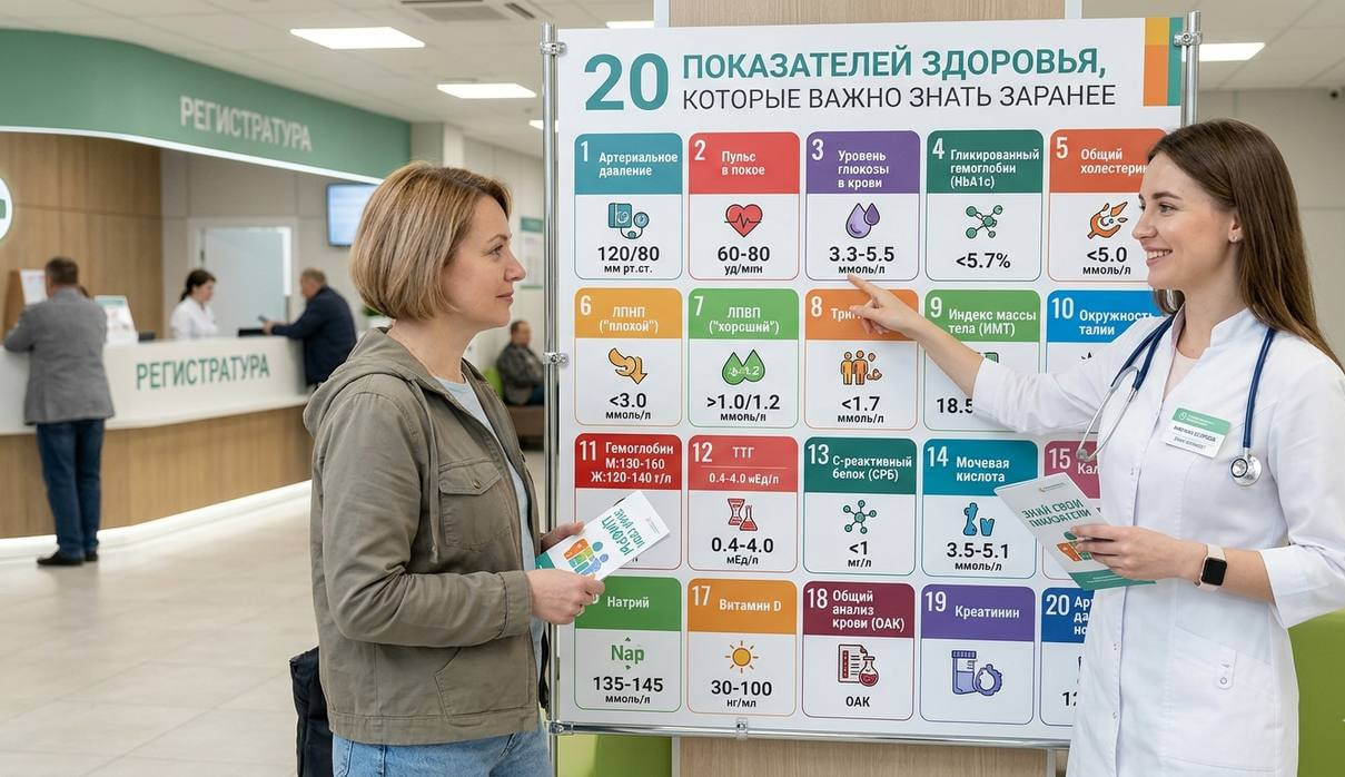 Основные показатели здоровья: 20 нормальных значений давления, крови, витаминов и биохимии организма