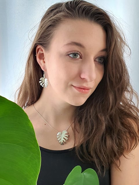 Monstera - zawieszka duża biała