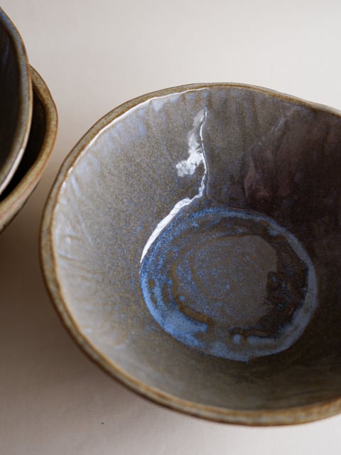 Bowl with Carved Lines 01, bronze - miska z kamionki