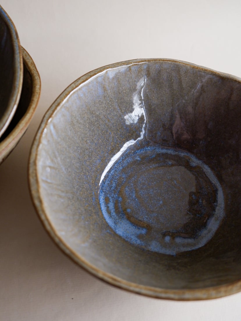 Bowl with Carved Lines 01, bronze - miska z kamionki