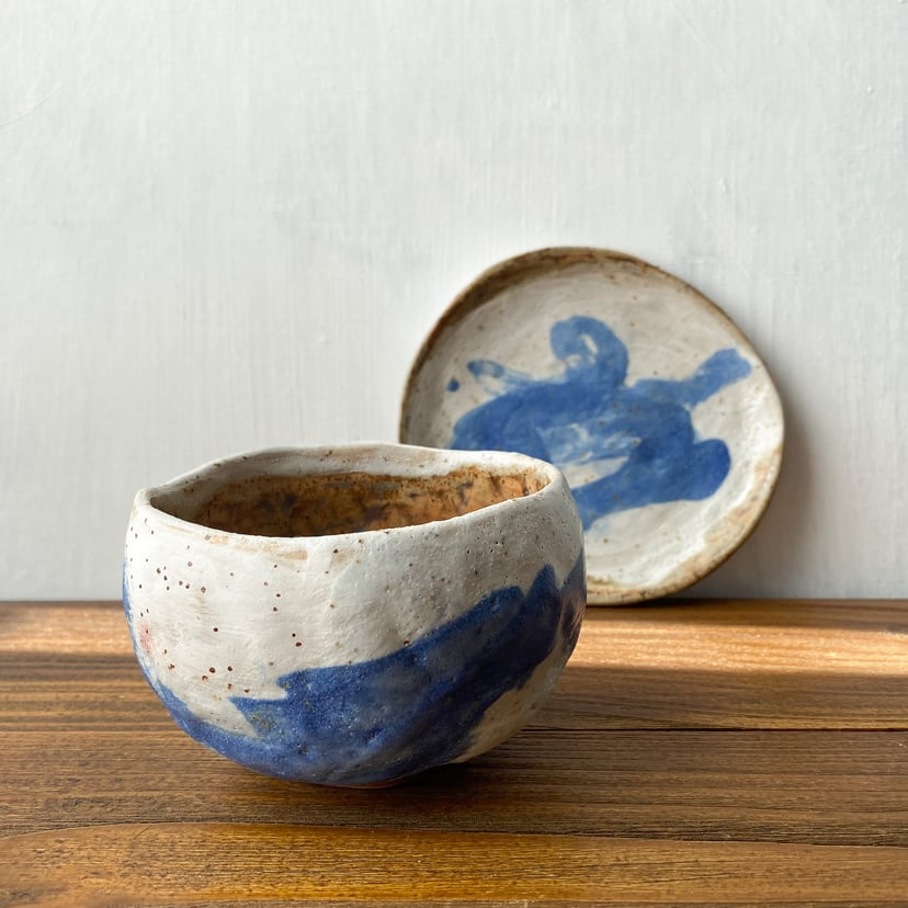 Filiżanka ze spodeczkiem wabi-sabi №1