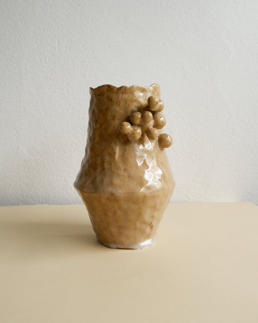 The Bubble- Olive-Beige Stoneware Clay Vase 07 - wazon ceramiczny z kolekcji The Bubble