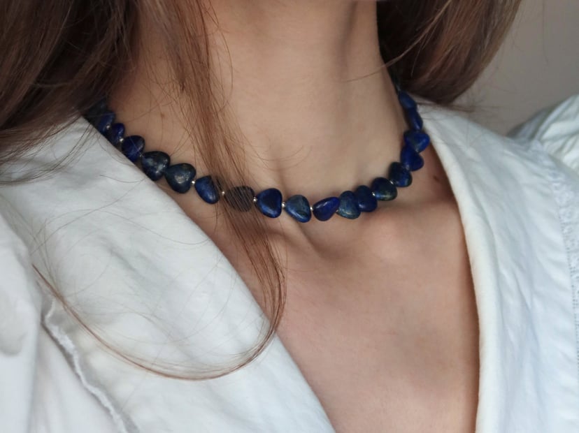 Lapis Lazuli naszyjnik z sercami