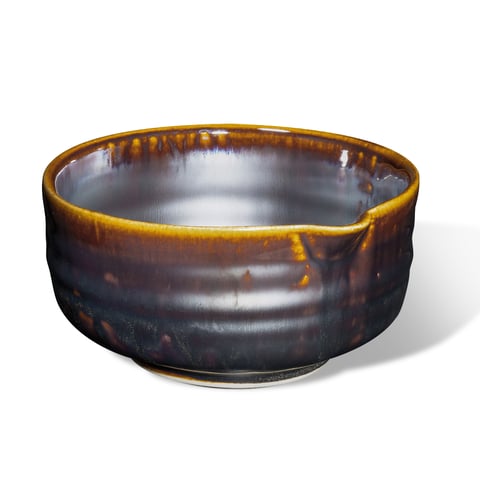 Miseczka do matchy - CHAWAN W STYLU KATAKUCHI - wzór FALA, kolor Miedziany