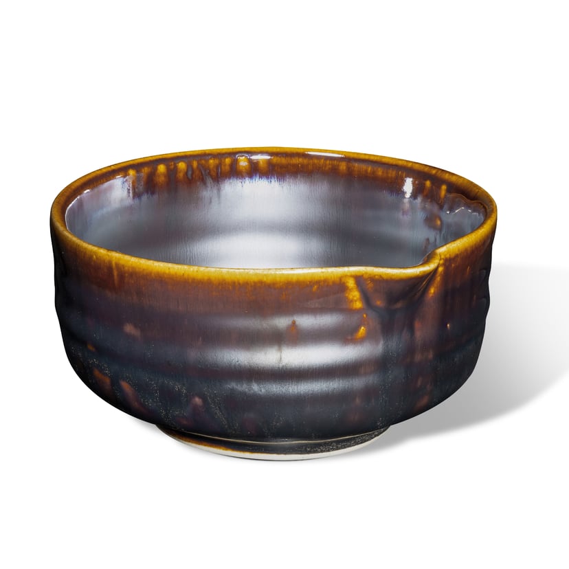 Miseczka do matchy - CHAWAN W STYLU KATAKUCHI - wzór FALA, kolor Miedziany