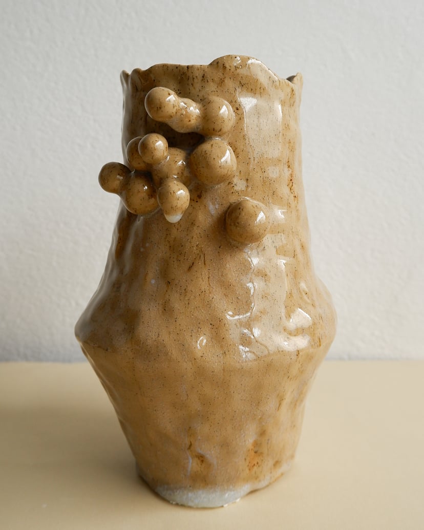 The Bubble- Olive-Beige Stoneware Clay Vase 07 - wazon ceramiczny z kolekcji The Bubble