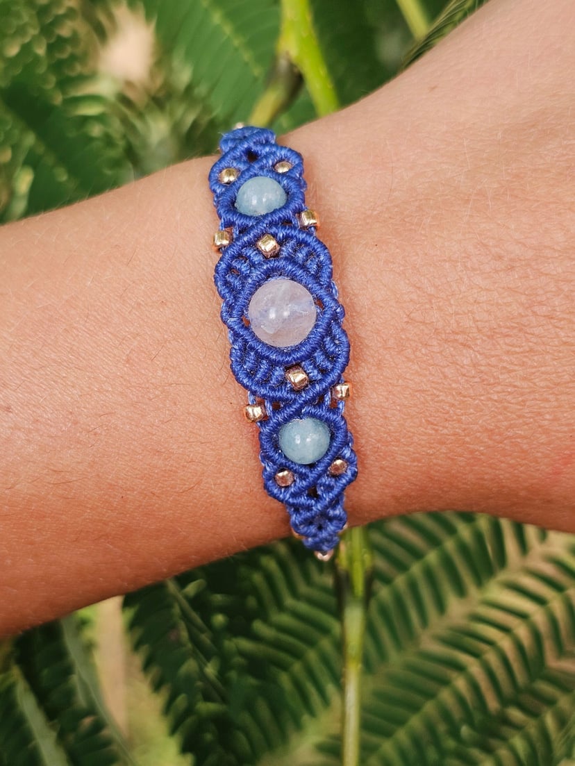 Bransoletka "Orient" - harmonizująca kwarcem różowym - błękitna
