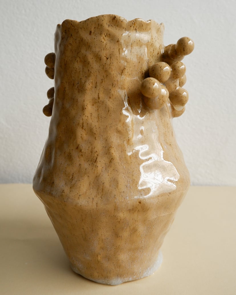 The Bubble- Olive-Beige Stoneware Clay Vase 07 - wazon ceramiczny z kolekcji The Bubble
