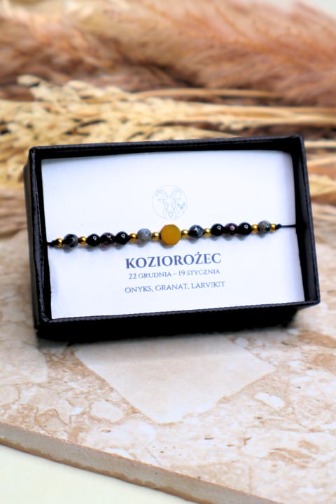 Bransoletka "KOZIOROŻEC" - złota - Czarny