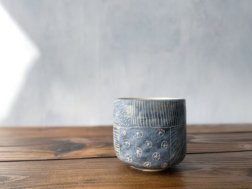 Czarka Sashiko №2 - ceramiczna czarka inspirowana sashiko
