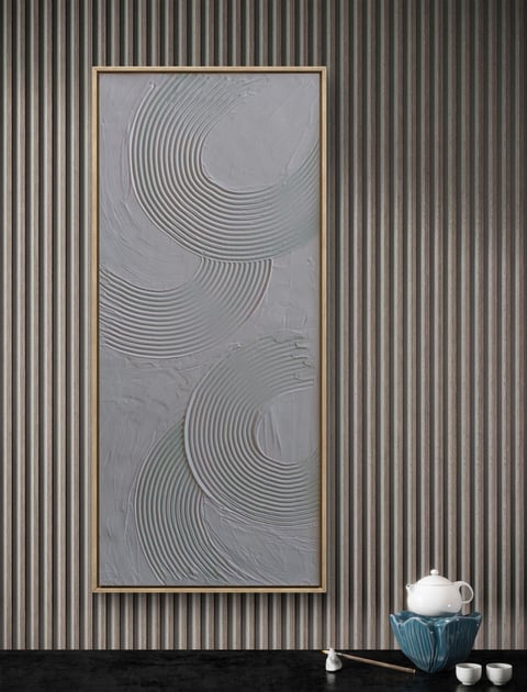 Beżowy nowoczesny obraz strukturalny minimalistyczny 28x51 cm