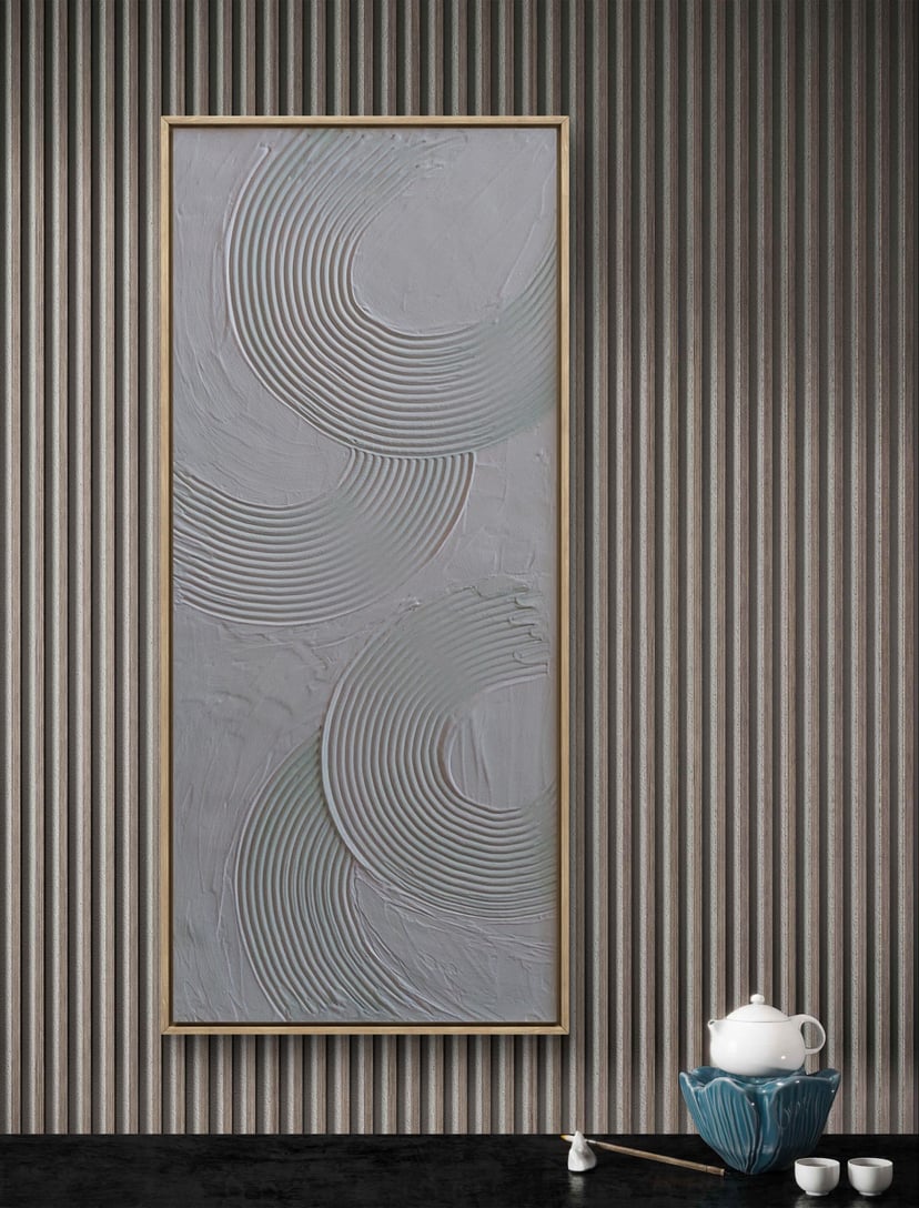 Beżowy nowoczesny obraz strukturalny minimalistyczny 28x51 cm