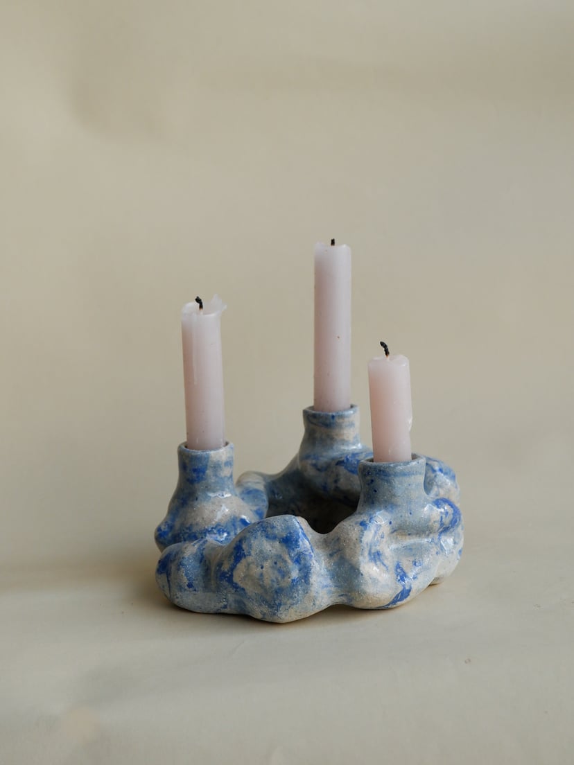 The Gems- Marbled Round Candle Holder 06 - świecznik z kamionki z kolekcji The Gems