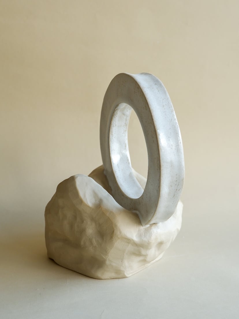 The Gems- Sculptural Vase 08 - wazon ceramiczny z kolekcji The Gems collection. Hand built of beautiful beige stoneware. This vase can be part of your home art