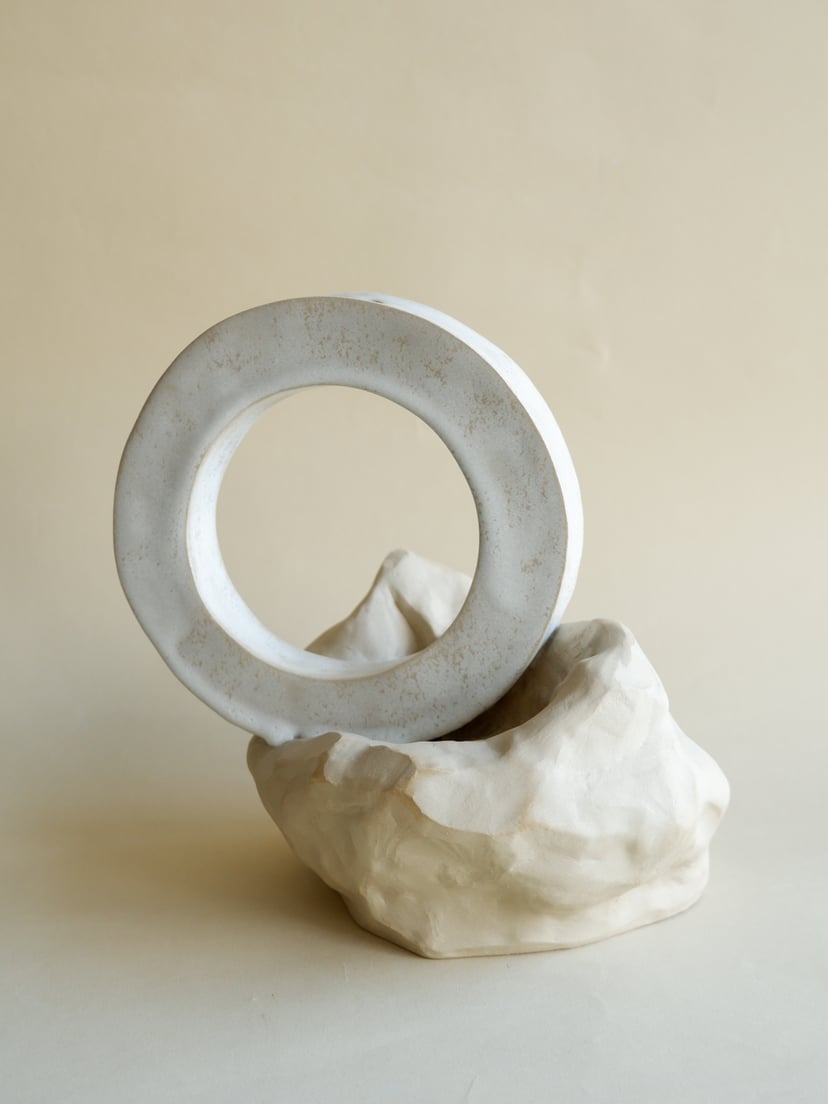 The Gems- Sculptural Vase 08 - wazon ceramiczny z kolekcji The Gems collection. Hand built of beautiful beige stoneware. This vase can be part of your home art