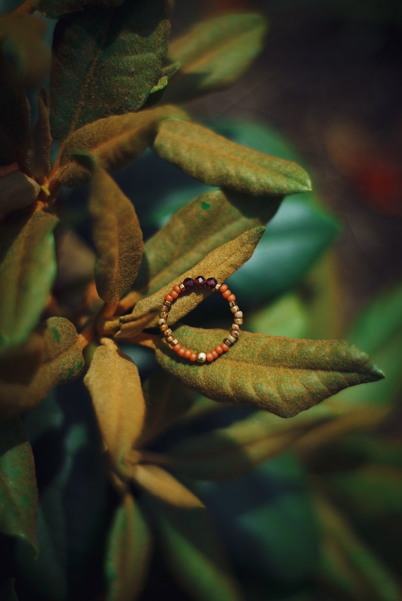 Pierścionek ༓ DUSTY GARNET – pierścionek z kamieni naturalnych