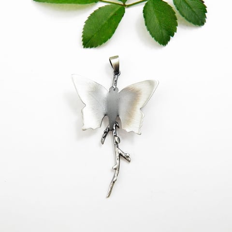 Zawieszka srebrna - Butterfly III gray