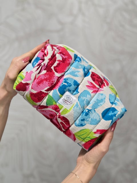 Box pikowany L lniane róże