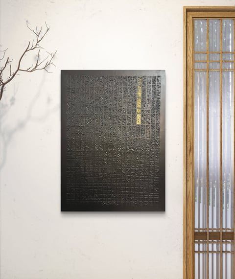 Czarny obraz strukturalny „Iskra” 60x80 cm z dodatkiem złota