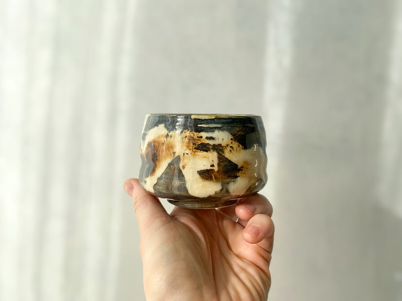 Chawan czarno-brązowy