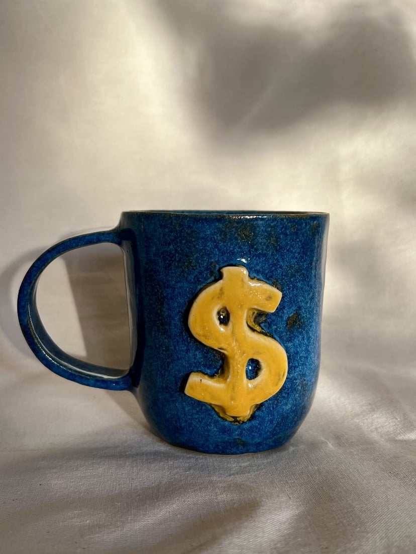 Kubek „Money Maker” z dolarem - ręcznie wykonany kubek ceramiczny 300 ml
