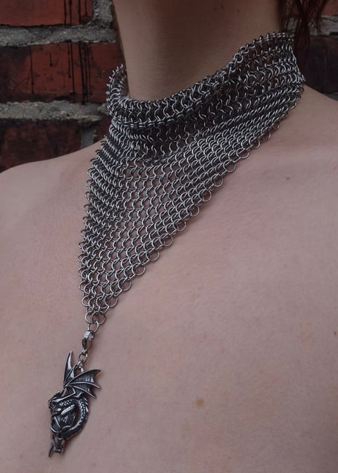 FORCEFUL kolia chainmail - Kolia z zawieszką smoka