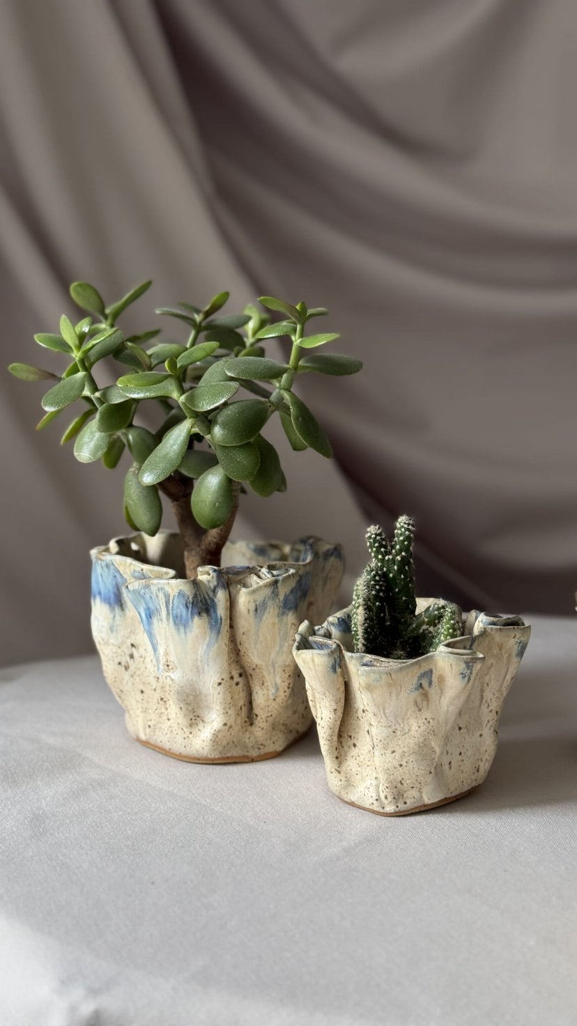 Osłonka ceramiczna Falowana - niebieski spływ