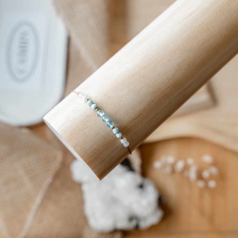 Bransoletka Ryby | Topaz Larimar Kamień księżycowy