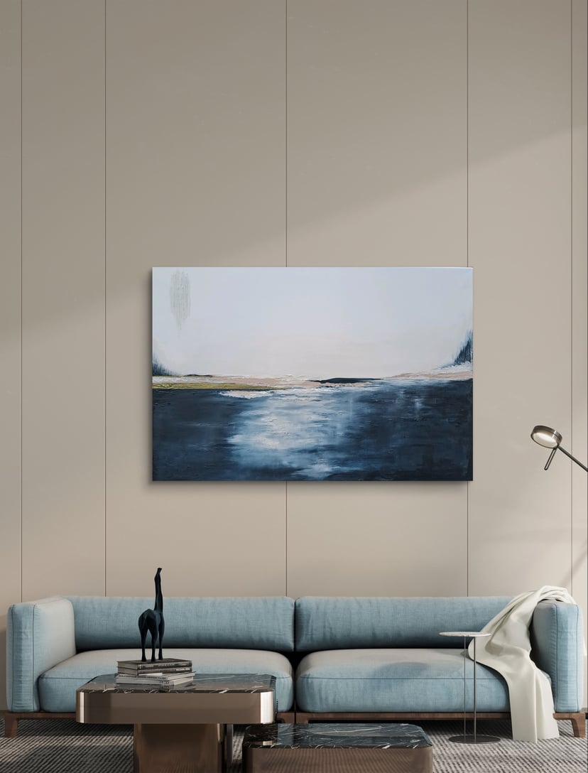 Duży obraz abstrakcyjny "Szeptem przez świat II" pejzaż 80x120 cm
