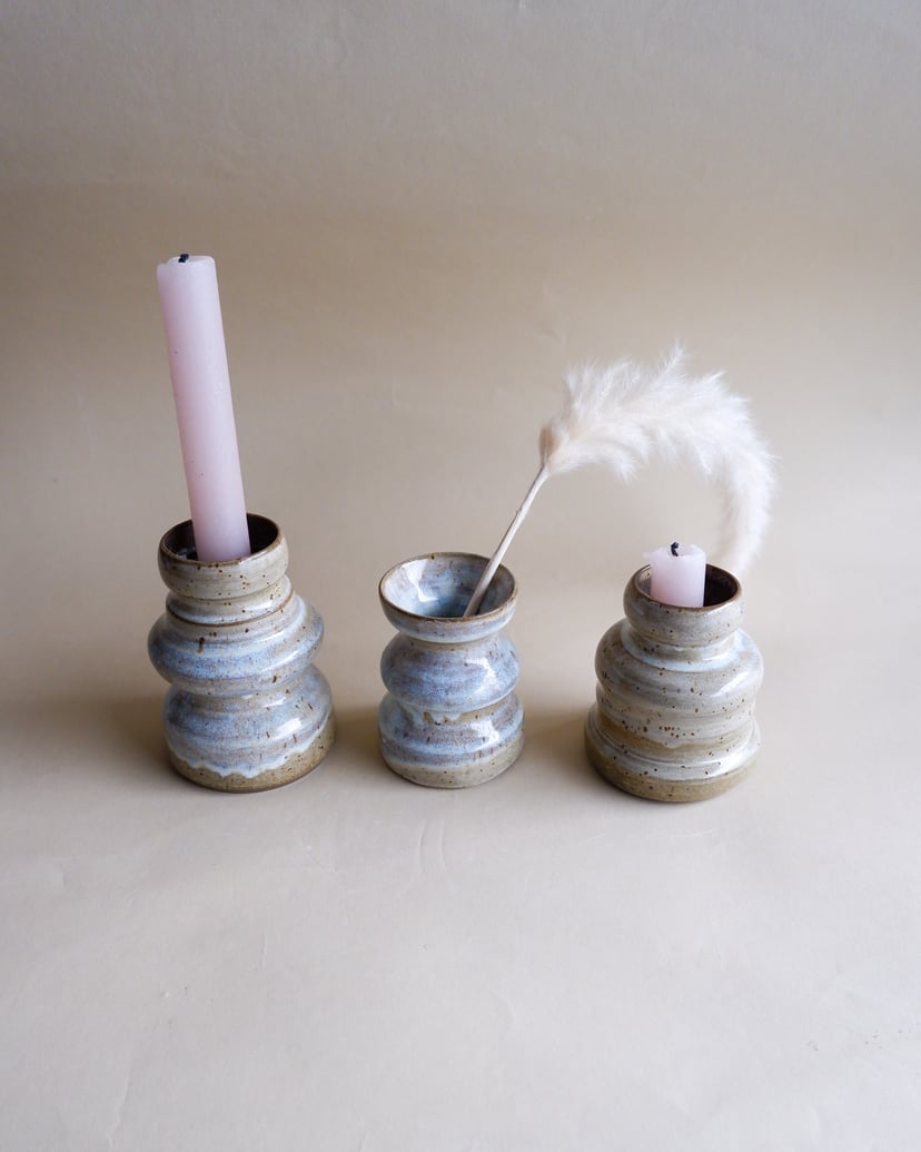 The Combined Forms- Set of Candleholders 10 - zestaw świeczników z kamionki z kolekcji The Combined Forms