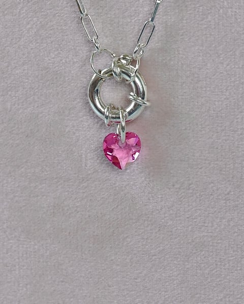 LAURA mini zawieszka z sercem Swarovskiego | charms na dużym kółeczku