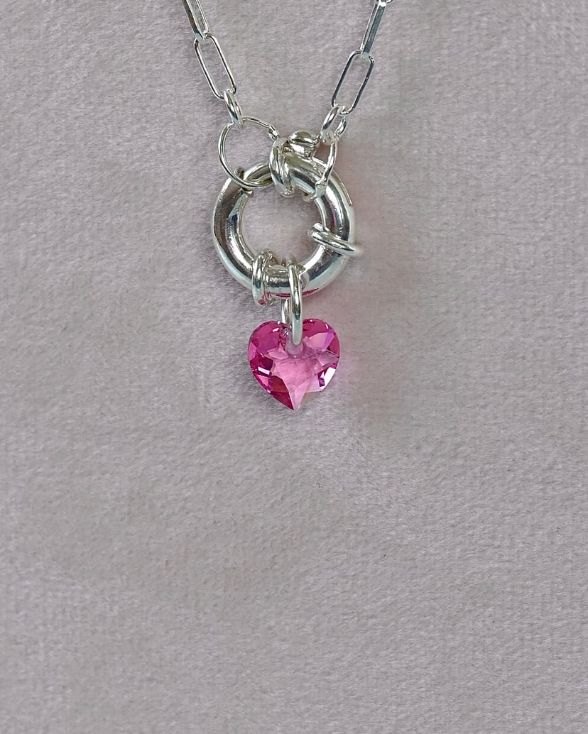 LAURA mini zawieszka z sercem Swarovskiego | charms na dużym kółeczku