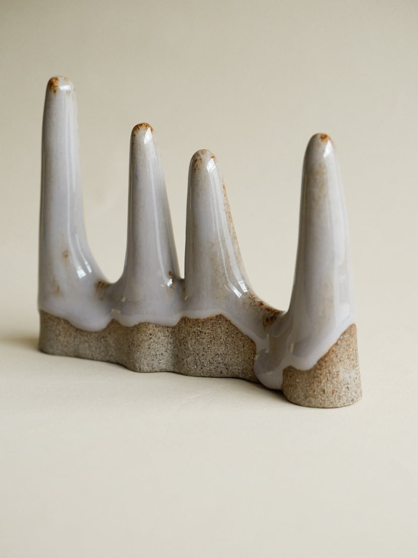 The Gems- Ring Holder 06, grey 2 - ceramiczna podstawka na pierścionki