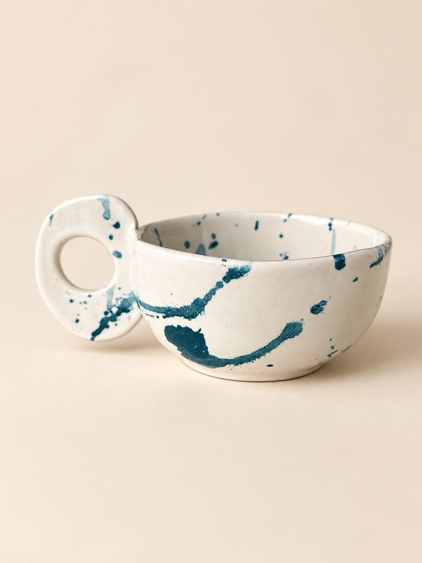 Kubek ceramiczny handmade - Turkusowa ekspresja