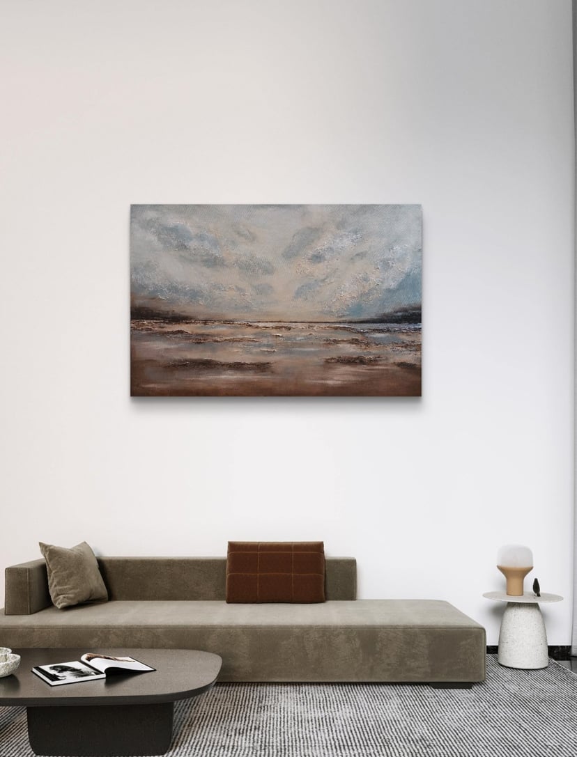 Pejzaż strukturalny "5 minut przed świtem" 120x80 cm morze