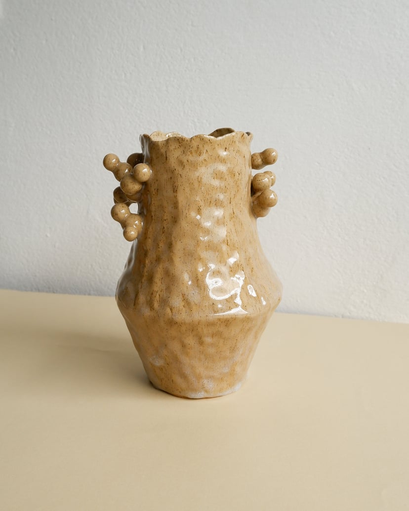 The Bubble- Olive-Beige Stoneware Clay Vase 07 - wazon ceramiczny z kolekcji The Bubble