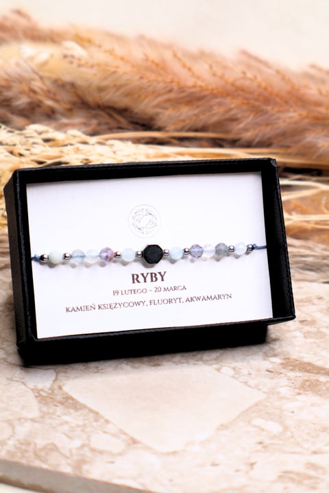 Bransoletka "RYBY" - srebrna - Czarny