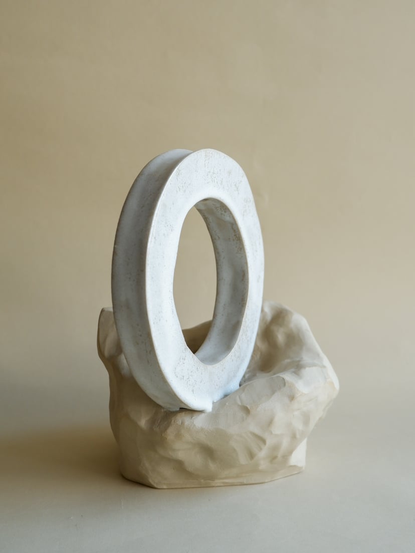 The Gems- Sculptural Vase 08 - wazon ceramiczny z kolekcji The Gems collection. Hand built of beautiful beige stoneware. This vase can be part of your home art