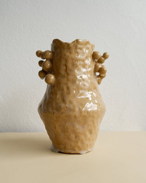 The Bubble- Olive-Beige Stoneware Clay Vase 07 - wazon ceramiczny z kolekcji The Bubble