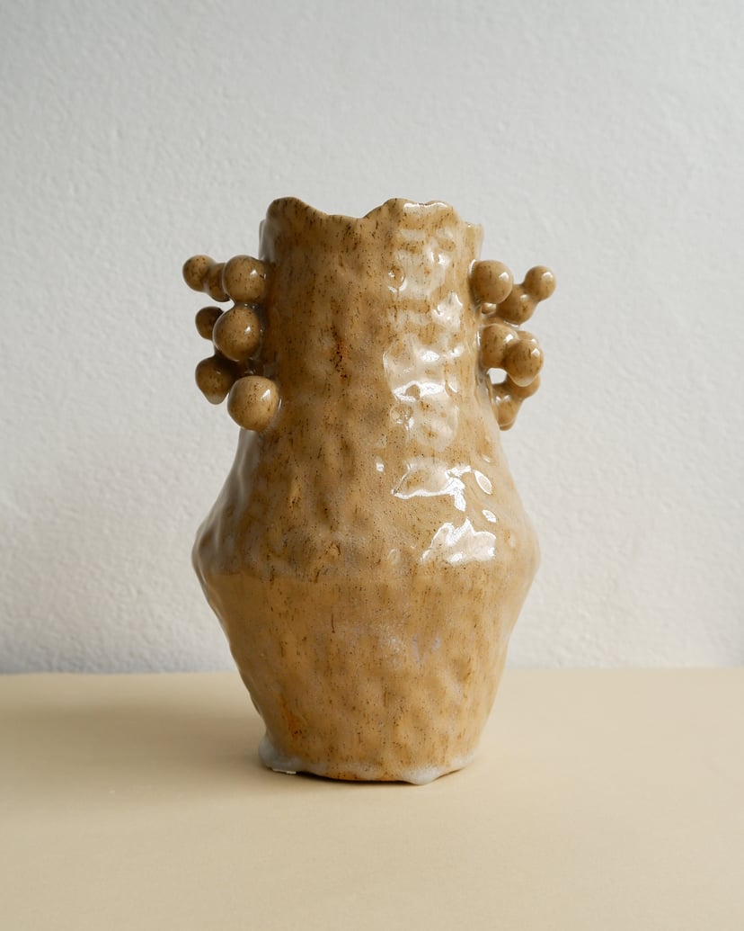 The Bubble- Olive-Beige Stoneware Clay Vase 07 - wazon ceramiczny z kolekcji The Bubble