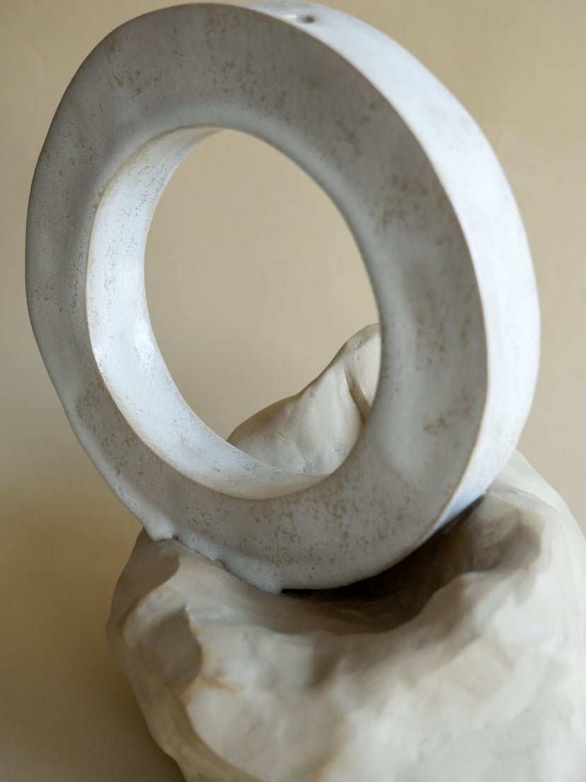 The Gems- Sculptural Vase 08 - wazon ceramiczny z kolekcji The Gems collection. Hand built of beautiful beige stoneware. This vase can be part of your home art