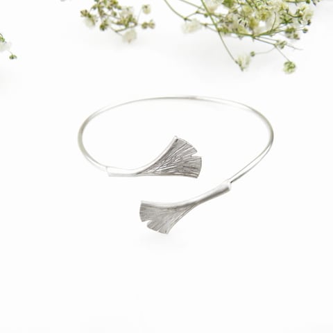 Bransoletka srebrna- Ginko II biała