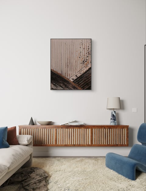 Ze złotem beż z czarnym obraz strukturalny 40x50 cm