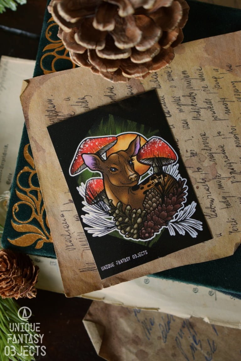 Naklejka z sarną i muchomorami