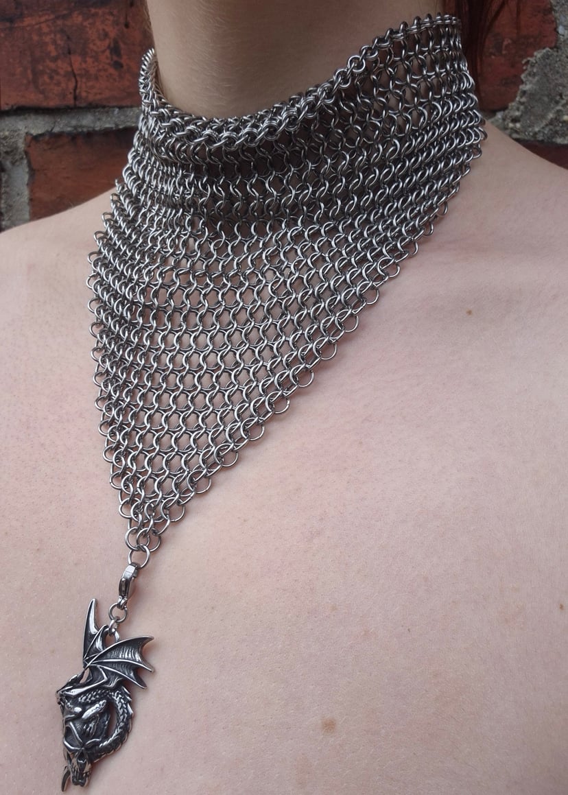 FORCEFUL kolia chainmail - Kolia z zawieszką smoka