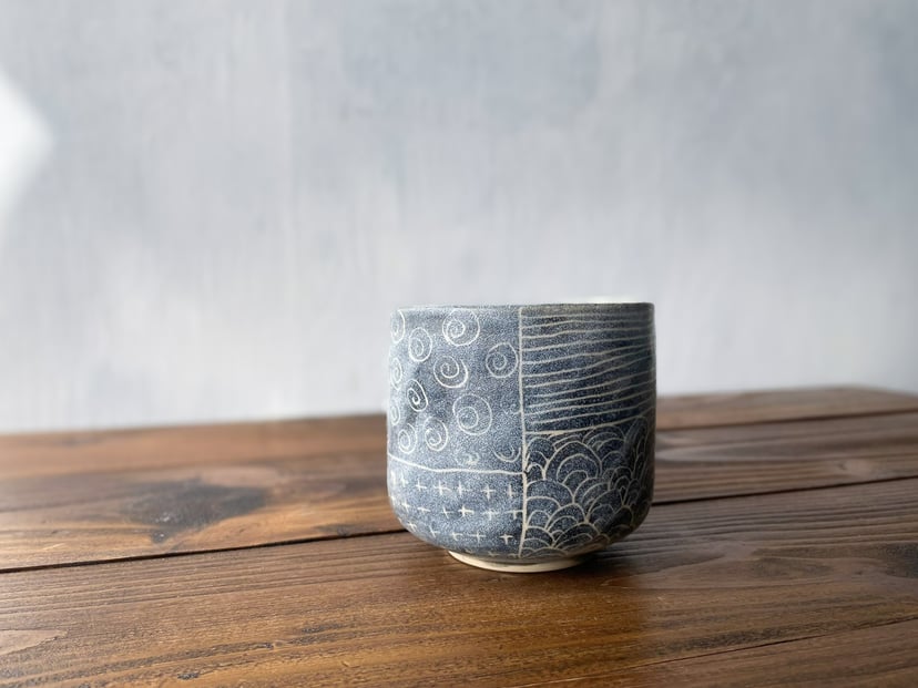 Czarka Sashiko №2 - ceramiczna czarka inspirowana sashiko