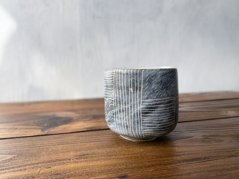 Czarka Sashiko №2 - ceramiczna czarka inspirowana sashiko