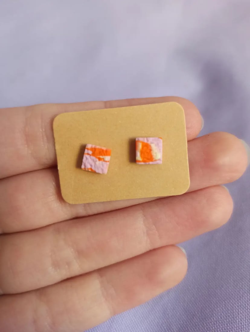 Mini sztyfty kwadraciki 2 – kolczyki z gliny polimerowej
